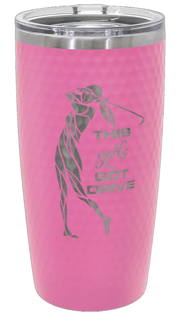 Golf Ball Dimple Tumbler with lid - laser etched- 20 ounces 