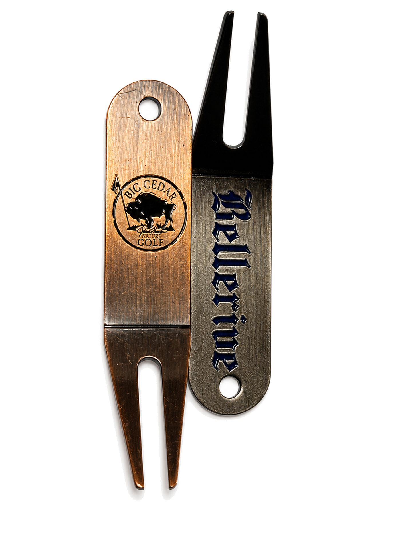 Metal bent tab divot repair tool