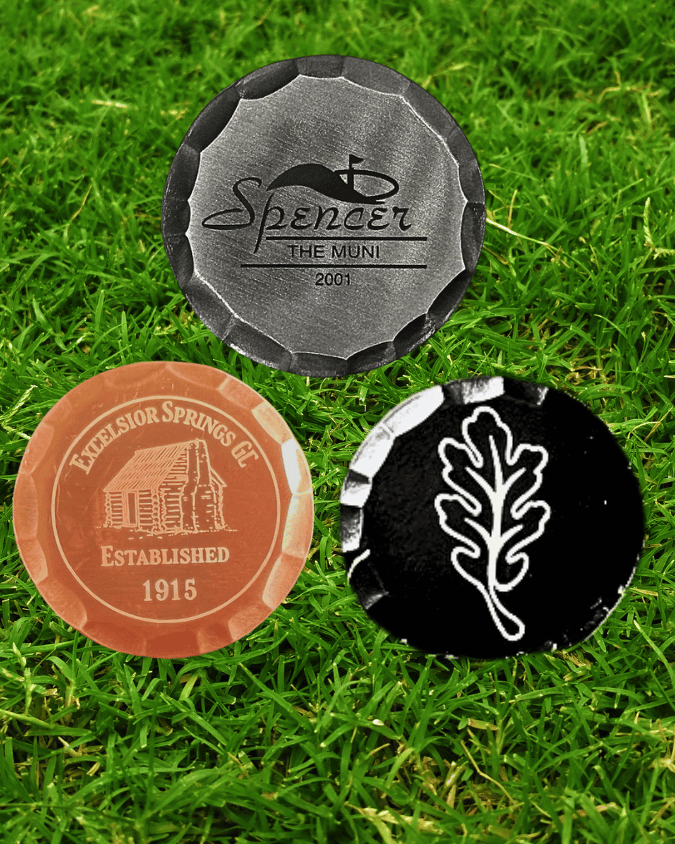 Hammered ball markers - etched