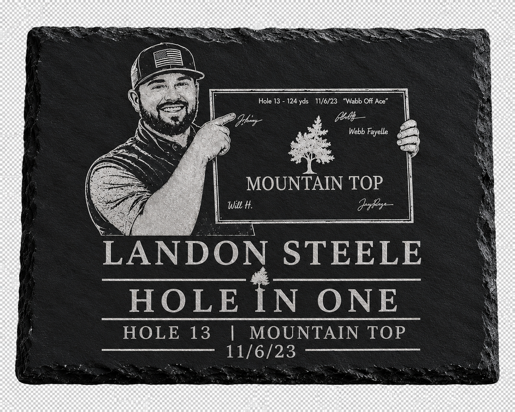 12x8" Black Slate Stone Board with stand- Laser Etched