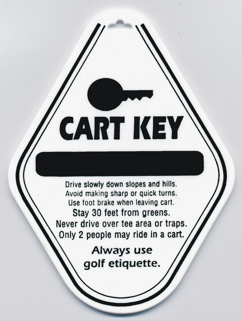 ​​Cart Key Tag W/Split Ring - White W/Black Imprint
