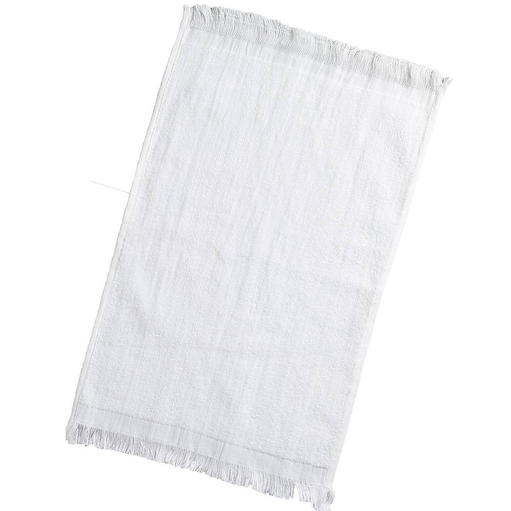 ​​11X18 Fringed Fingertip Towel - Dozen White