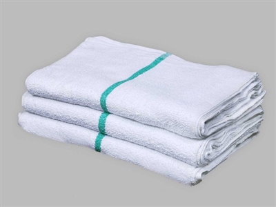 ​​16X27 Cart Towel - Doz White W/ Green Stripe