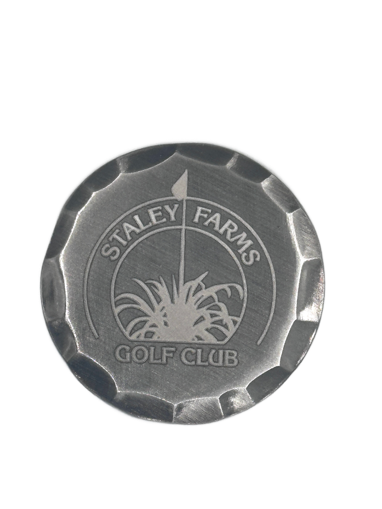 Hammered ball markers - etched