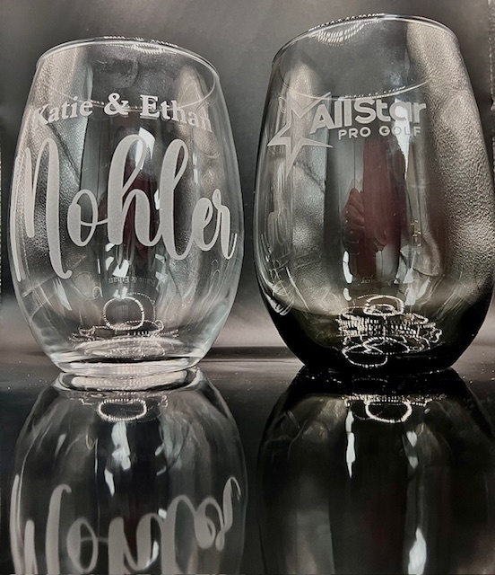 Etched Stemless Wine Glass - 20.5