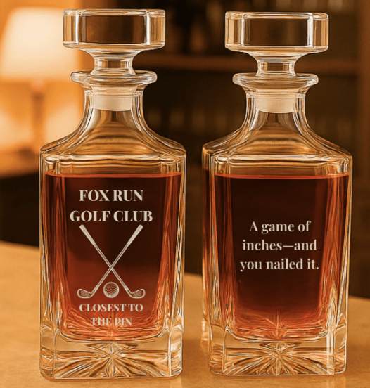 Etched 750 ml Clear Glass Square Decanter