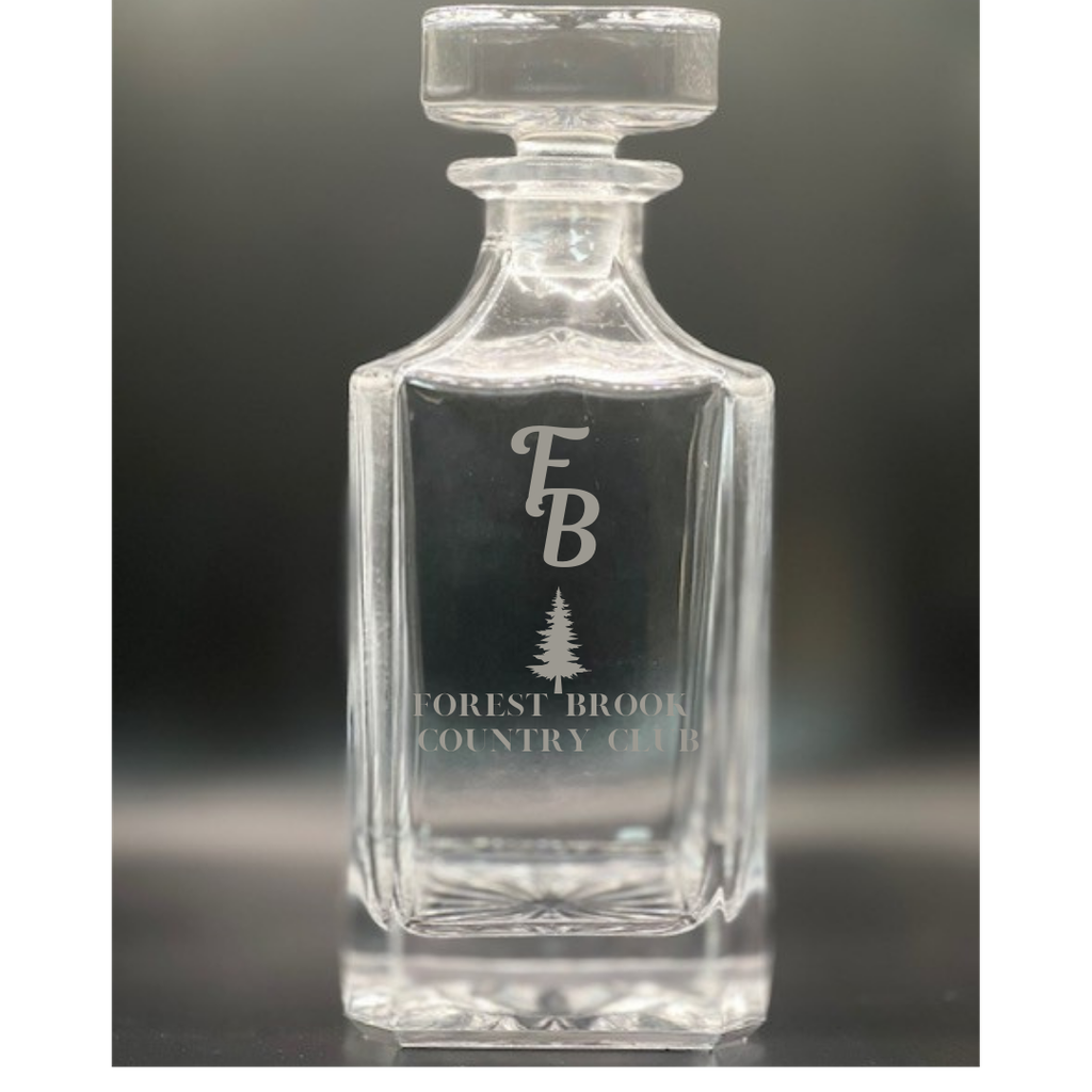 Etched 750 ml Clear Glass Square Decanter