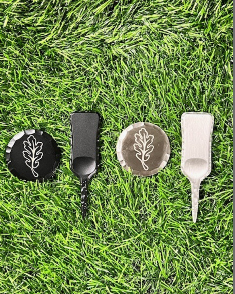 Hammered ball marker and repair tool set - etched