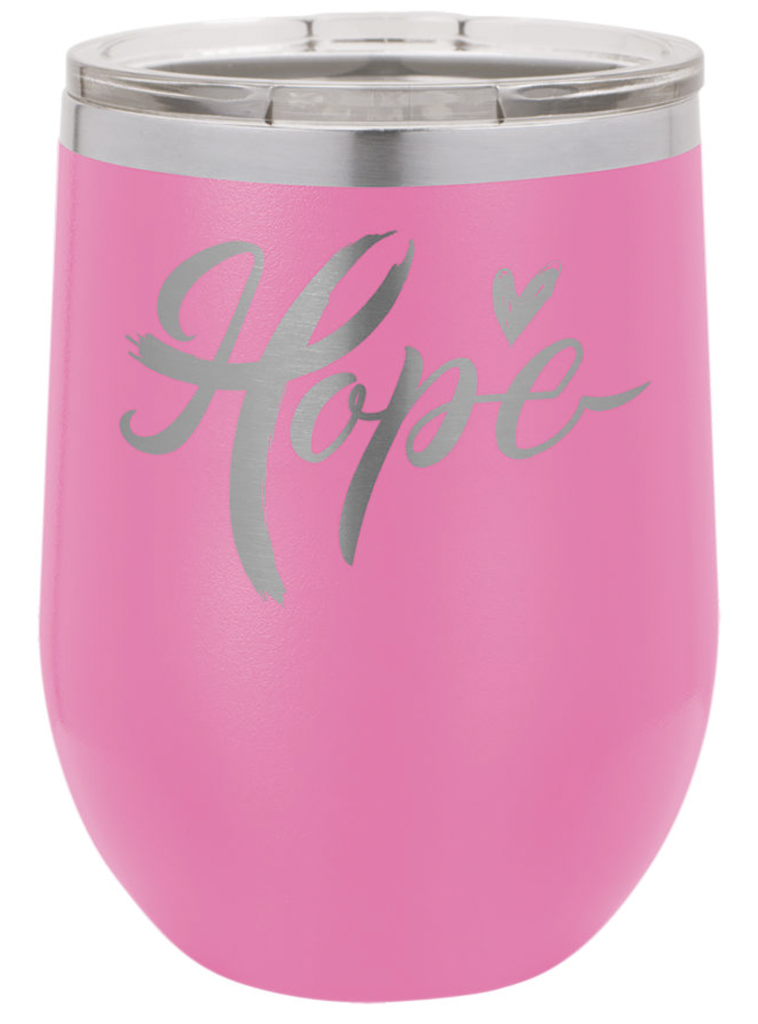 Stemless Wine Tumbler with lid - laser etched - 12 ounces