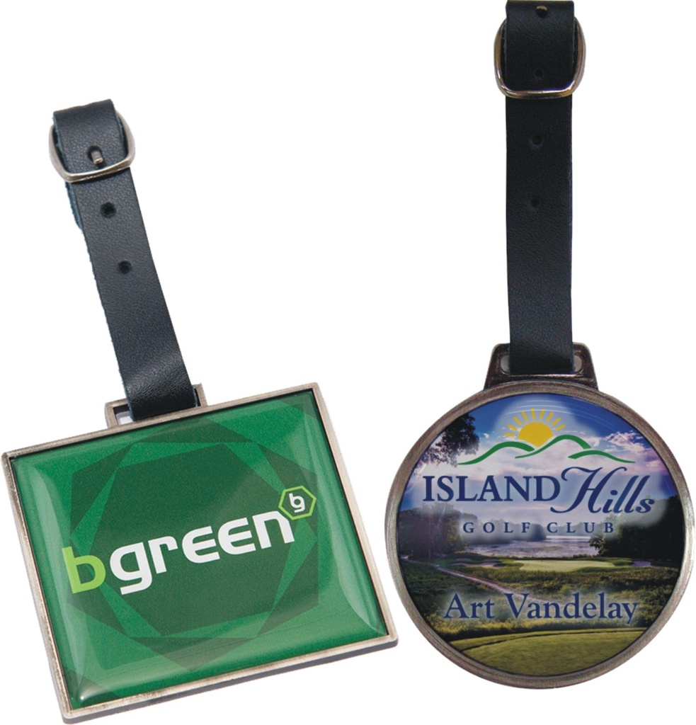 Domed custom bag tag