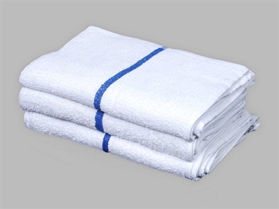 [14-1627CT-I05] ​​16X27 Cart Towel - Doz White W/ Blue Stripe