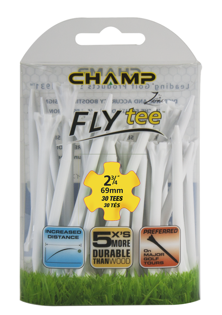 [39-FLYP234W] ​​Pack Of 30 - 2 3/4 White Fly Tee