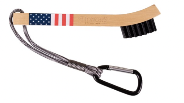[11-HCBRUSHUSA53] ​​Honors Collection Wooden Brush with Flag and Carabiner