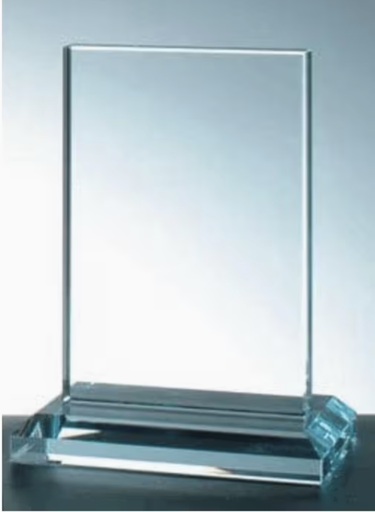 [01-TrophyClassicRectangle] Etched Crystal Trophy- classic rectangle (6x8")